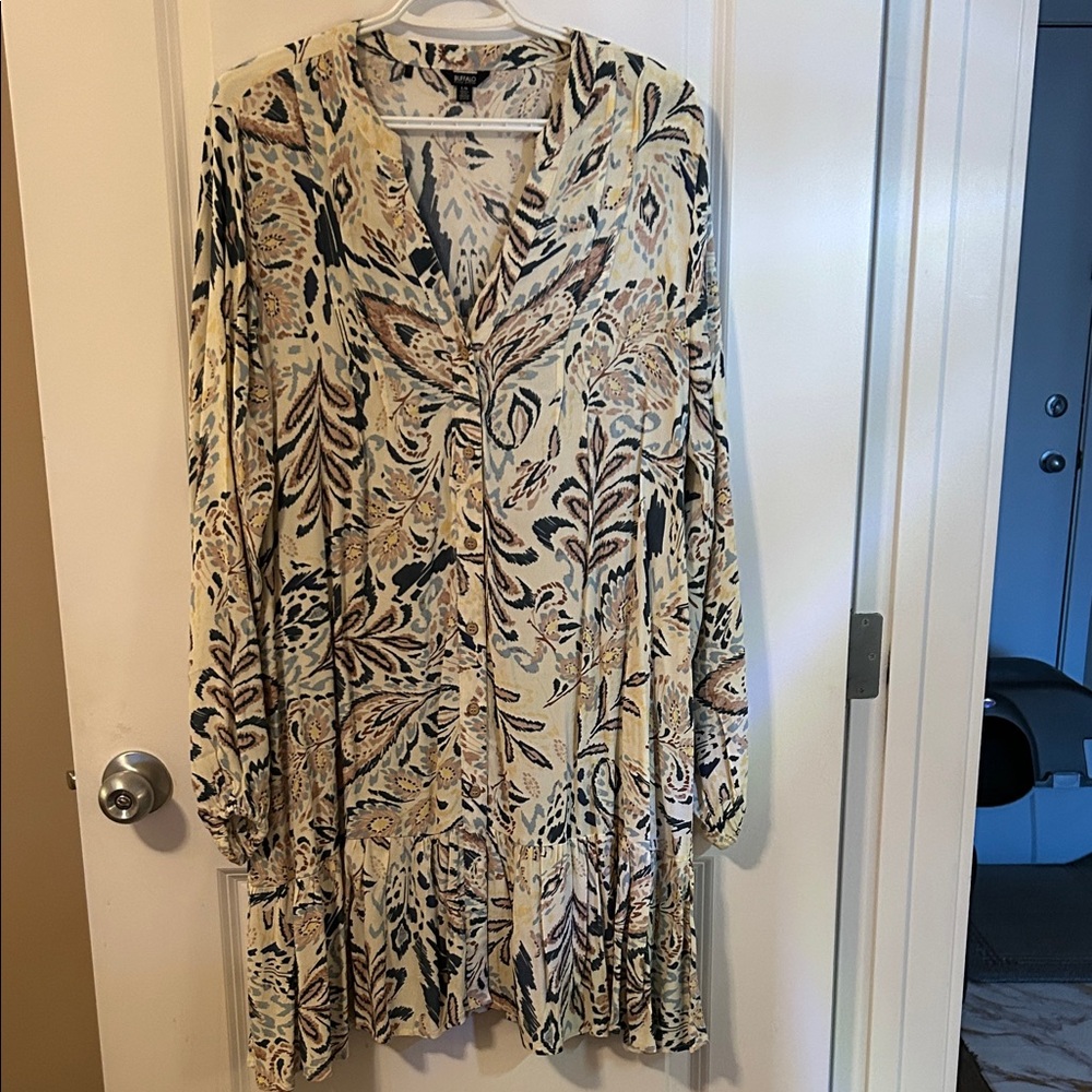 Buffalo Floral Patterned Long Sleeve Dress